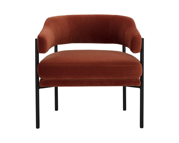 Sunpan Lola Lounge Chair - Contemporary Comfort with Elegant Curves and Matte Black Iron Frame Design Meg Rust