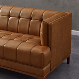 English Elm Ashcroft Furniture - Mara  Tufted Cognac Leather Sofa