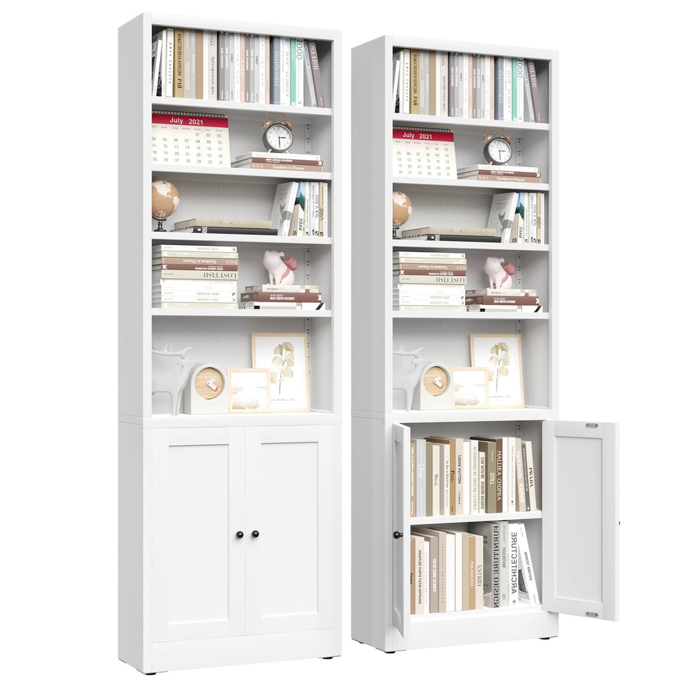 English Elm Metal Industrial Bookcase 5 Tier Open Shelves with Cabinet Door for Home Office T2398P442676