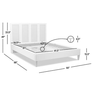 English Elm Jennifer Taylor Home - Toscana Queen Upholstered Cane Back Bed - Coastal Elegance In Antique White With Rattan Panels B2719P385736