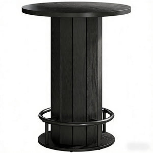 English Elm Stylish Round Coffee Table with Engineered Wood Top and Open Metal Base for Living Rooms Black T3971P452852