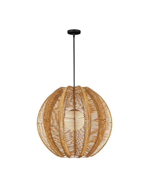 Currey & Company Barbary Fluted Outdoor Pendant - Elegant Starfruit Design In All-weather Wicker, Adjustable Height Natural All,Weather Wicker ,Metal ,Glass 9500-0019-currey-company