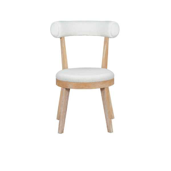 English Elm Set Of 2 Modern Upholstered Dining Chairs - Beige Fabric, Rubberwood Frame, Stylish & Durable Design N842P315190N-GIGA