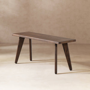 English Elm Jennifer Taylor Home - Capri Solid Red Oak Wood Bench 41.5" – Handcrafted Mid-Century Tapered Legs, Slim Space-Saving Seat Dark Brown B2719P395572