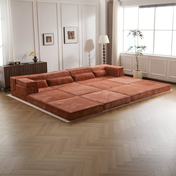English Elm Compression Mahjong Sofa: Versatile No Assembly Modular Floor Sofa Bed For Cozy Living Spaces W3723S00038
