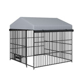 English Elm Large Dog Kennel Outdoor Pet Pens Dogs Run Enclosure Animal Hutch Metal Coop Fence With Roof Cover(6.6'L X 6.6'W X 6.4'H)