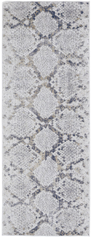 Feizy Rugs Laina Modern & Traditional Low-pile Area Rug - Soft, Easy-care Design For Living Rooms & Bedrooms Silver,Gray,Blue Polyester,Polypropylene Lai39gifblugryi38