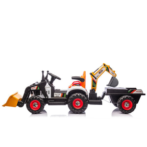 English Elm 24v Kids Electric Ride on Construction Tractor Swivel Seat Remote Control Toy W1578P294833