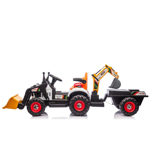 English Elm 24v Kids Electric Ride on Construction Tractor Swivel Seat Remote Control Toy W1578P294833