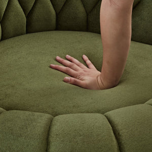 English Elm Swivel Barrel Accent Chair Chenille Tufted Round Club Seat for Living Room Lounge Green N719S002280F