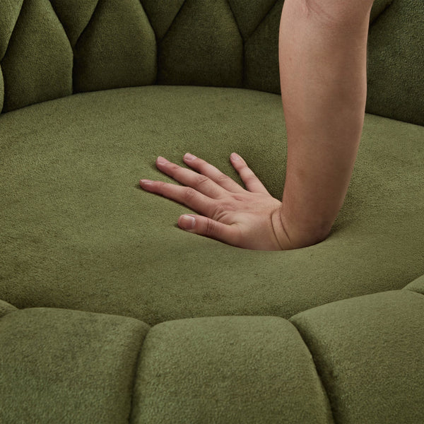 English Elm Swivel Barrel Accent Chair Chenille Tufted Round Club Seat for Living Room Lounge Green N719S002280F