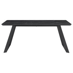 English Elm Smith Black Rectangular Ceramic Top Dining Table with 3 Drawers, Gunmetal Pulls, Industrial Chic Storage B062S00875