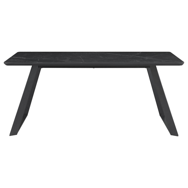 English Elm Smith Black Rectangular Ceramic Top Dining Table with 3 Drawers, Gunmetal Pulls, Industrial Chic Storage B062S00875