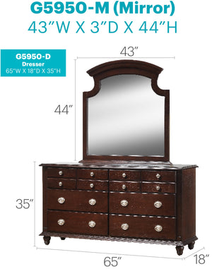 English Elm Summit G5950-D Cappuccino Dresser with 6 Dovetail Drawers, 65" Wide Wood Veneer Storage Chest, 35" H B078108348
