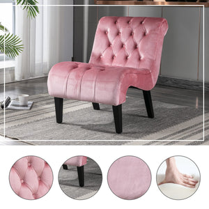English Elm COOLMORE Velvet Armless Barrel Accent Chair with Solid Wood Frame, Plush Foam Upholstery, Stylish Living Room Seating Pink W39550123