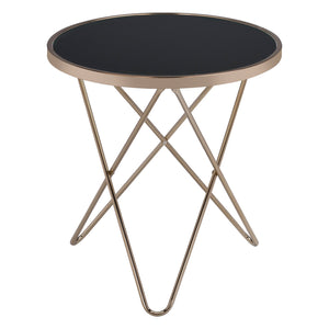 English Elm Black Champagne Mid-Century End Table with Framed Frosted Glass Top and Sleek Black Accent Finish B016P314040