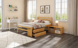 English Elm Full Size Wood Platform Bed With Removable Storage Shelves, Built-In Two Storage Drawers For Added Convenience, Natural