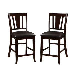 English Elm Set of 2 Espresso Counter Height Chairs with Faux Leather Seats, Slatted Back & Durable Finish B016P355892