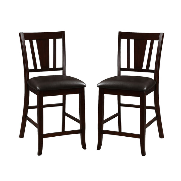 English Elm Set of 2 Espresso Counter Height Chairs with Faux Leather Seats, Slatted Back & Durable Finish B016P355892