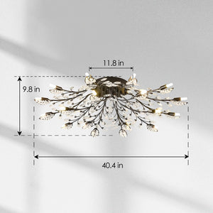 English Elm 18-light Matte Black Rectangular Chandelier Seeded Glass Farmhouse Dining Room Fixture W5008P466524