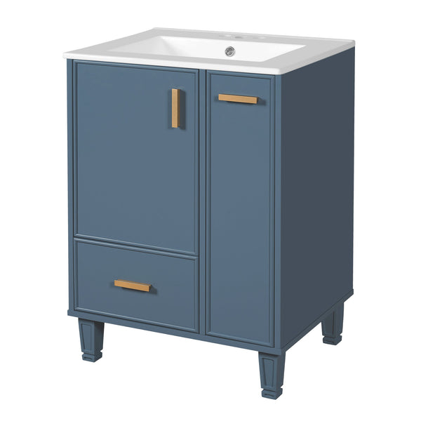 English Elm Christopher Knight Home® - 24" Bathroom Vanity with Ceramic Sink, Solid Wood Frame, Soft-Close Drawers & Ample Storage Appeal Grey N759P269734E