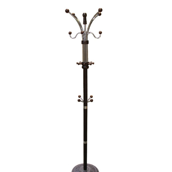 English Elm 73" Tall Chrome and Wood Coat Rack Espresso Finish — Stable 73" organizer with 22.25" base for coats, hats, scarves B072115913