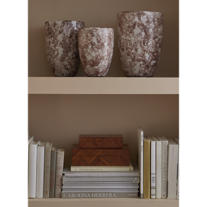 Alfeo Wood Box Set of 2 - Artisan Herringbone Patterned Decorative Storage, Unique Natural Finish