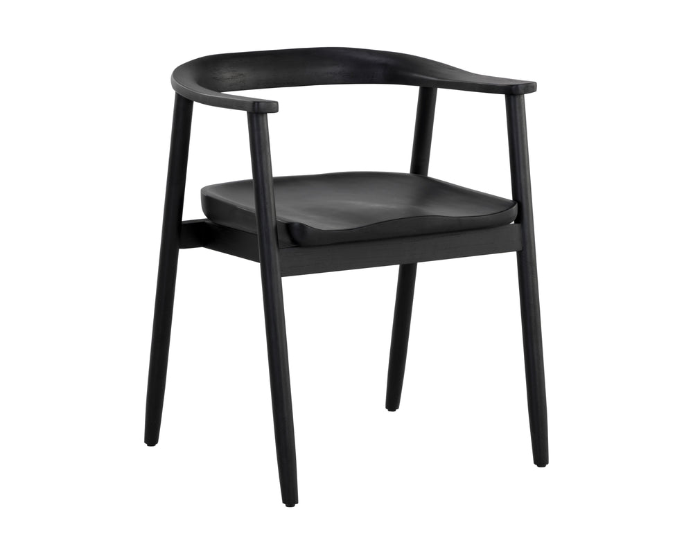 Sunpan Jeremy Mid-Century Dining Armchair - Exquisite Acacia Wood Craftsmanship for Timeless Elegance Black
