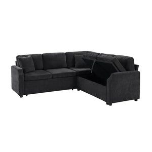 English Elm Sectional L-Shaped Sofa Bed With Storage & Guest Sleeper - Modern Chenille Upholstered Comfort N719S002070B-GIGA