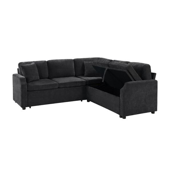 English Elm Sectional L-Shaped Sofa Bed With Storage & Guest Sleeper - Modern Chenille Upholstered Comfort N719S002070B-GIGA