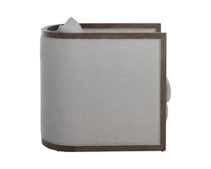 Sunpan CHLOE Lounge Chair - Rustic Distressed Oak Frame & Durable Linoso Light Grey Fabric for Comfort 110535