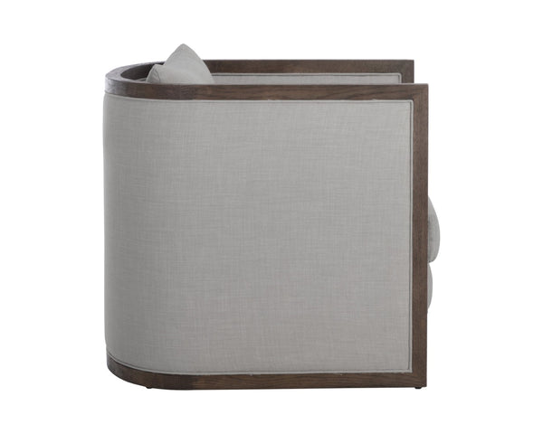 Sunpan CHLOE Lounge Chair - Rustic Distressed Oak Frame & Durable Linoso Light Grey Fabric for Comfort 110535
