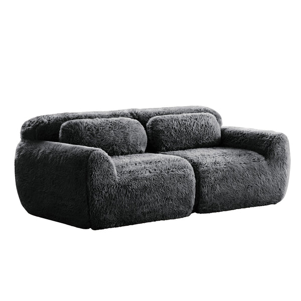 English Elm 2-seater Modular Cloud Sofa Plush Fluffy Sectional with Pillows for Living Room Dark Grey W714P380187