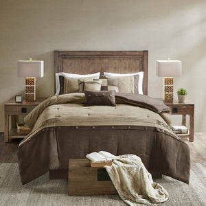 English Elm 7 Piece Faux Suede Comforter Set - Lodge-Inspired King Bed Ensemble With Decorative Pillows & Shams B03597292