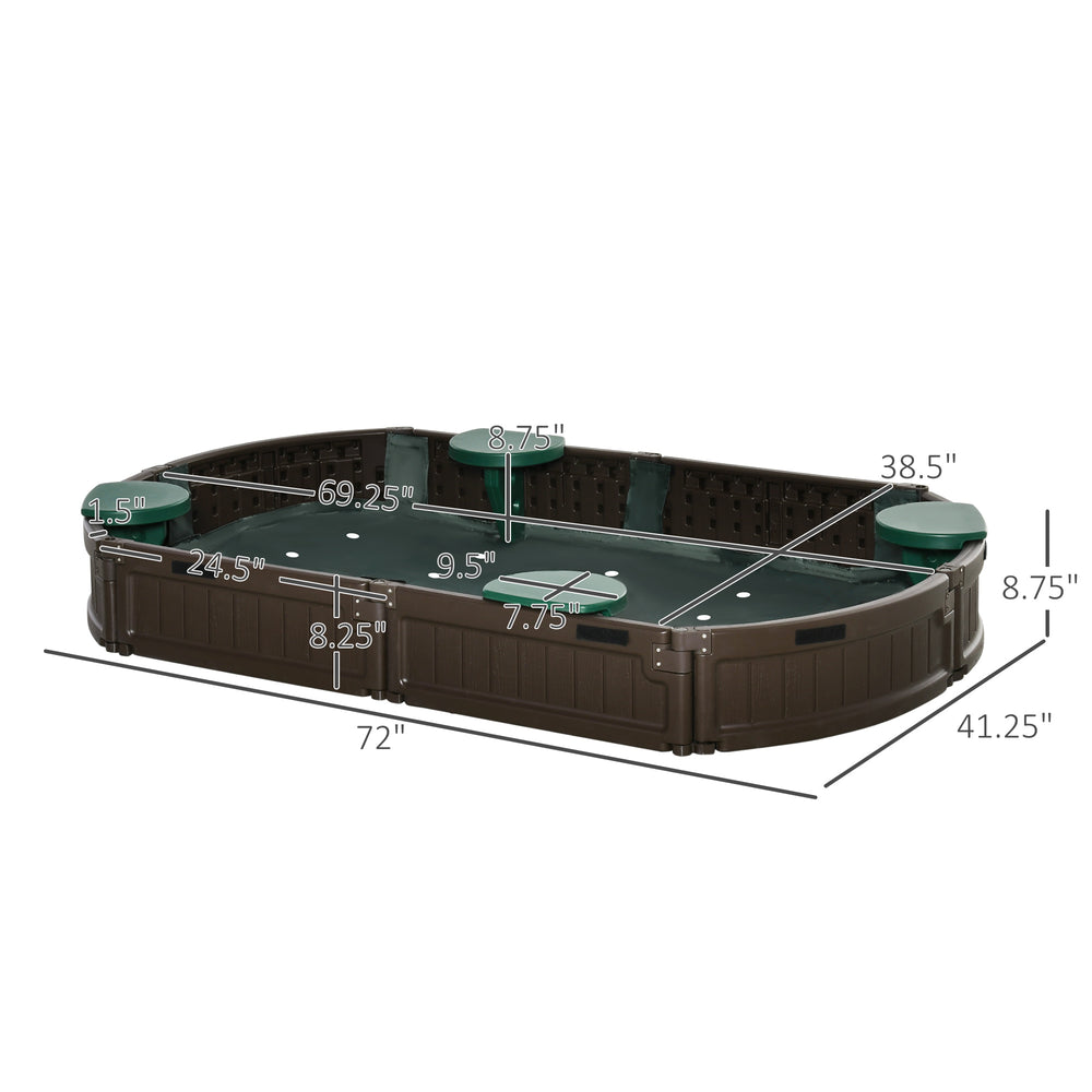 English Elm Children's Oval Hdpe Sandbox with Four Built-in Seats and Waterproof Cover Included T3971P438683