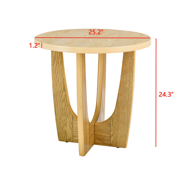 English Elm 25" Mid Century Modern Round End Table - Oak MDF Side Table, Sturdy 130lb Top, Stylish Nightstand W1801P195684