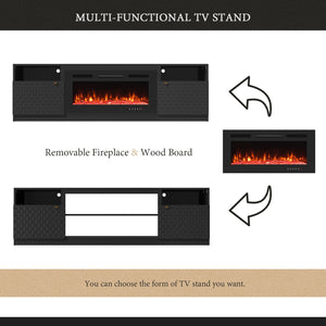 English Elm Modern/contemporary Matte Black Tv Stand with Honeycomb Doors Fits Tvs Over 70 Inches T3609P482848