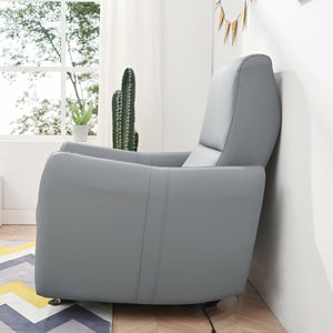 English Elm Wall Zero Wall Power Recliner Chair with Overstuffed Backrest, USB Type-C Charging Port, Space-Saving Electric Recliner for Small Rooms Blue Gray W1028S00036