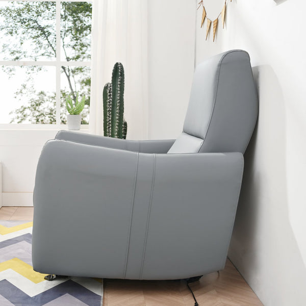English Elm Wall Zero Wall Power Recliner Chair with Overstuffed Backrest, USB Type-C Charging Port, Space-Saving Electric Recliner for Small Rooms Blue Gray W1028S00036