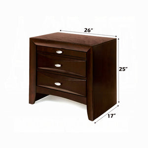 English Elm 1pc Espresso Finish Nightstand with 2 Drawers & Pull-Out Tray, Dovetail Joinery, Beveled Fronts B2741P321720