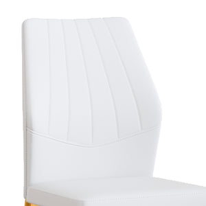 English Elm Set of 4 Brown Shell-Pattern Dining Chairs with Ergonomic Tech Fabric, Sturdy Metal Legs, 37" White+Gold W1151P359611