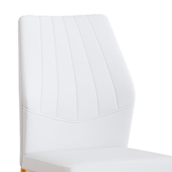 English Elm Set of 4 Brown Shell-Pattern Dining Chairs with Ergonomic Tech Fabric, Sturdy Metal Legs, 37" White+Gold W1151P359611