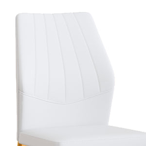 English Elm Set of 6 Pu Leather Dining Chairs with Gold Metal Legs for Glam Modern Rooms W1151P359613