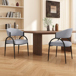English Elm Upholstered Gray Fabric Dining Chair Set of Two with Sleek Metal Legs Modern Style N768P184752L