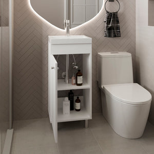 English Elm Rivera Freestandin 84cm White Bathroom Vanity Cabinet with Single Door, Open Shelf, MDF Modern Design B070P337049
