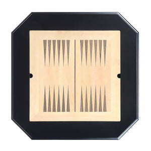 English Elm Galini Reversible Game Table in Black Finish with Storage Drawers, Pedestal Base, Durable Wood MDF B2726P269304