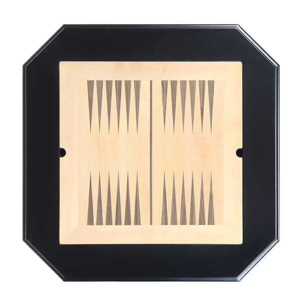 English Elm Galini Reversible Game Table in Black Finish with Storage Drawers, Pedestal Base, Durable Wood MDF B2726P269304