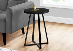 English Elm Accent Table - Modern Round Side Table With Black Laminate Top & Metal Base For Living Spaces B2710P218975