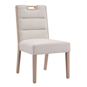 English Elm Upholstered Armless Dining Chairs Rubberwood Frame Minimalist Set of 2 for Compact Spaces Beige,Natural N768P391163N