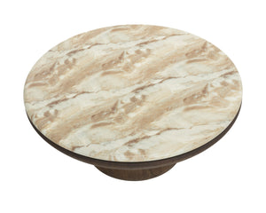 Sunpan ORULA Coffee Table - Sculptural Marble-Look Design with Brown Oak Base for Modern Living Rooms 112807